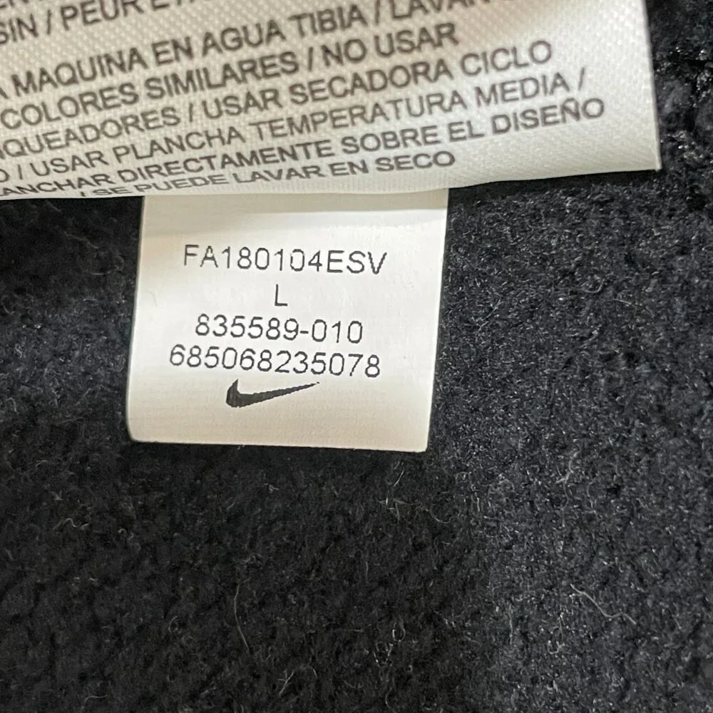Nike Pullover Men's L‎  Crewneck Sweatshirt Black Mini Right Swoosh